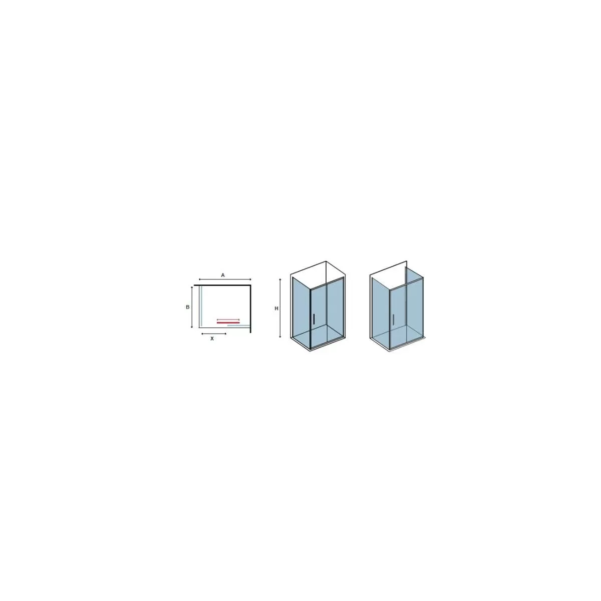 Box doccia 2 lati scorrevole cristallo trasparente cromo spessore 8mm h200 LEA 400