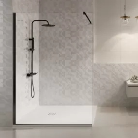 Paroi de Douche Anti-calcaire Transparente Walkin 8mm H195 Noire