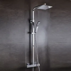 Colonne de douche thermostatique chromée Pomme de douche carrée 20 cm