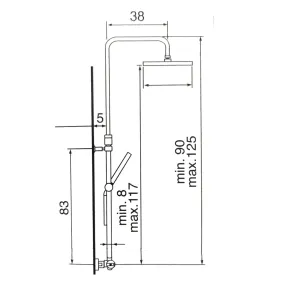 Colonne de douche thermostatique chromée Pomme de douche carrée 20 cm