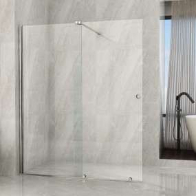 Paroi de douche à l'italienne avec porte coulissante transparente 8 mm H195 SLIDE