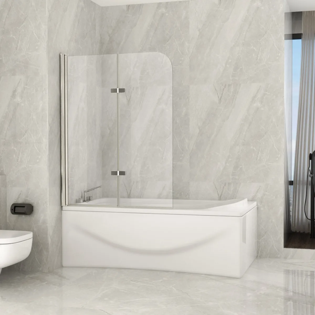 Pare-baignoire Porte battante intérieure et extérieure 6mm transparente