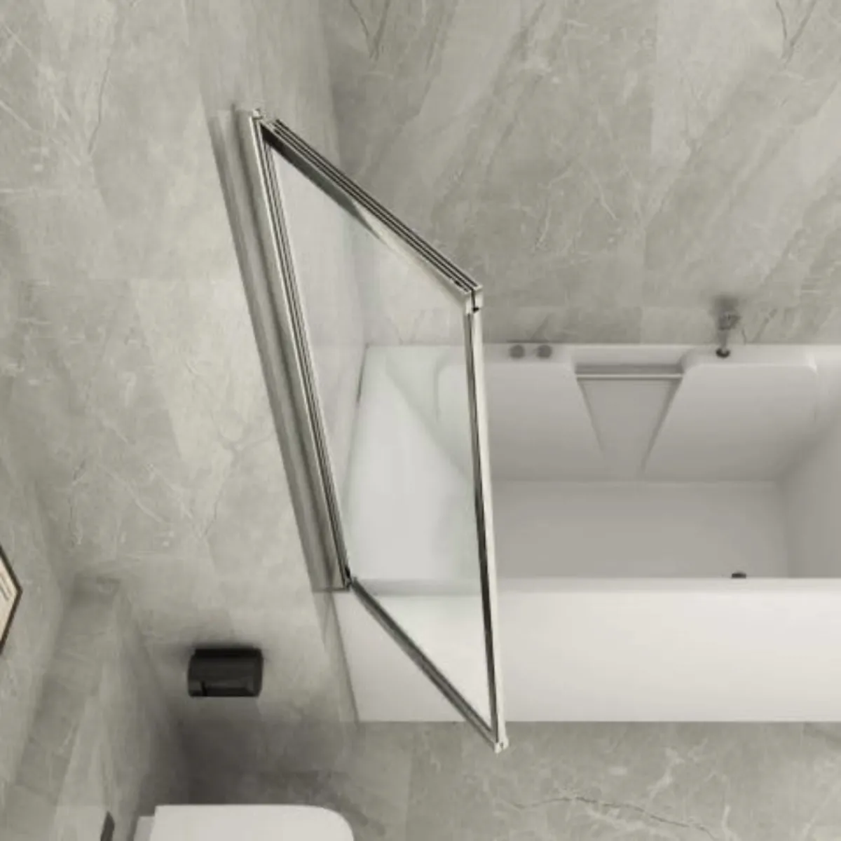 Badewannenabtrennung mit Innen- und Außendrehtür Transparent 6mm