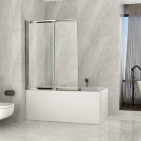 Badewannenabtrennung mit Innen- und Außendrehtür Transparent 6mm