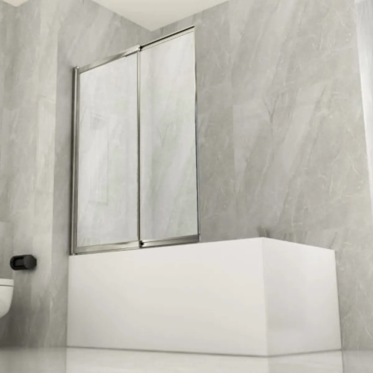 Badewannenabtrennung mit Innen- und Außendrehtür Transparent 6mm