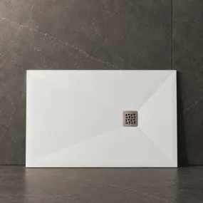 Piatto Doccia Mineralmarmo Roma con griglia in tinta colore Bianco PRONTA CONSEGNA