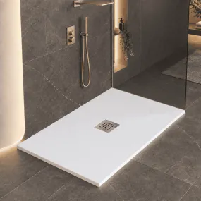 Piatto Doccia in Mineralmarmo Effetto Pietra Bianco con Scarico Centrale – Made in Italy - Modello Amalfi