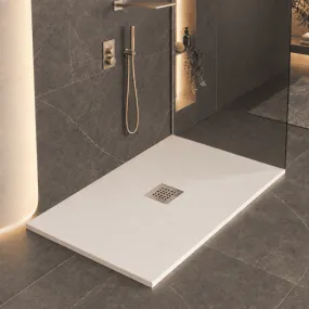 Receveur de douche marbre minéral pierre crème drain central fabriqué en Italie