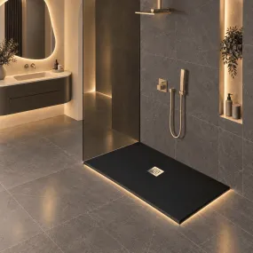 Piatto Doccia in Mineralmarmo Effetto Pietra Nero con Scarico Centrale – Made in Italy - Modello Amalfi