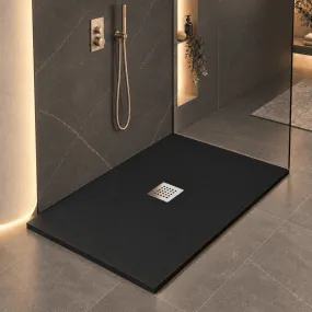 Piatto Doccia in Mineralmarmo Effetto Pietra Nero con Scarico Centrale – Made in Italy - Modello Amalfi