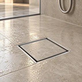 Canaletta Doccia Quadrata 15×15 cm in Acciaio Inox con Griglia Piastrellabile