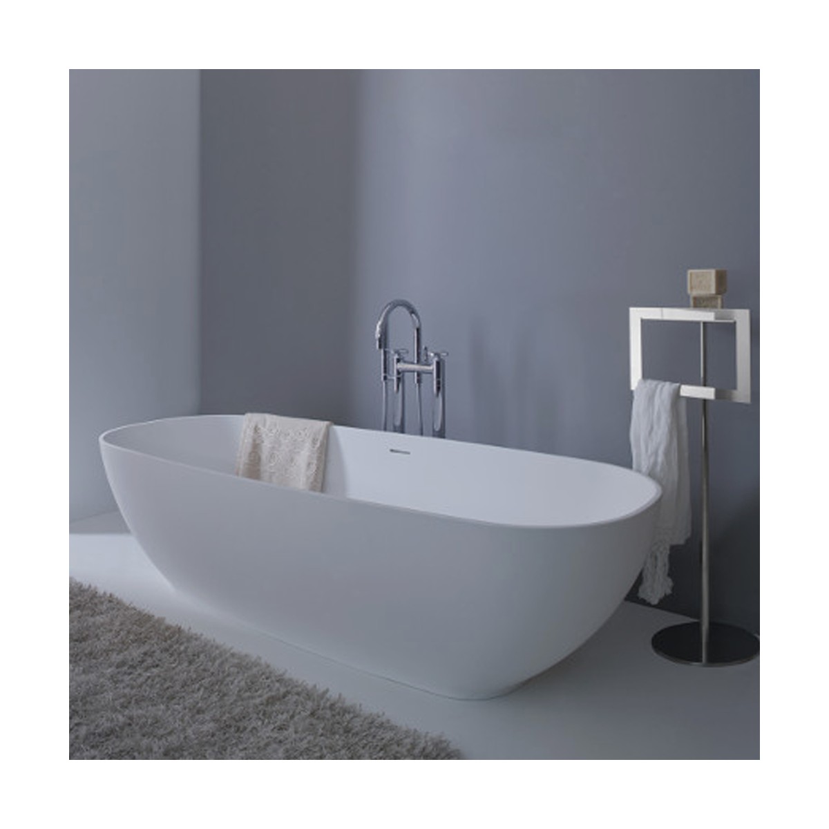 Baignoire AQUA en Solid Surface Blanc Mat - Made in Italy