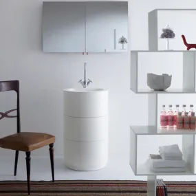 Meuble de salle de bain sur pied Moon avec vasque en Corian® blanc mat
