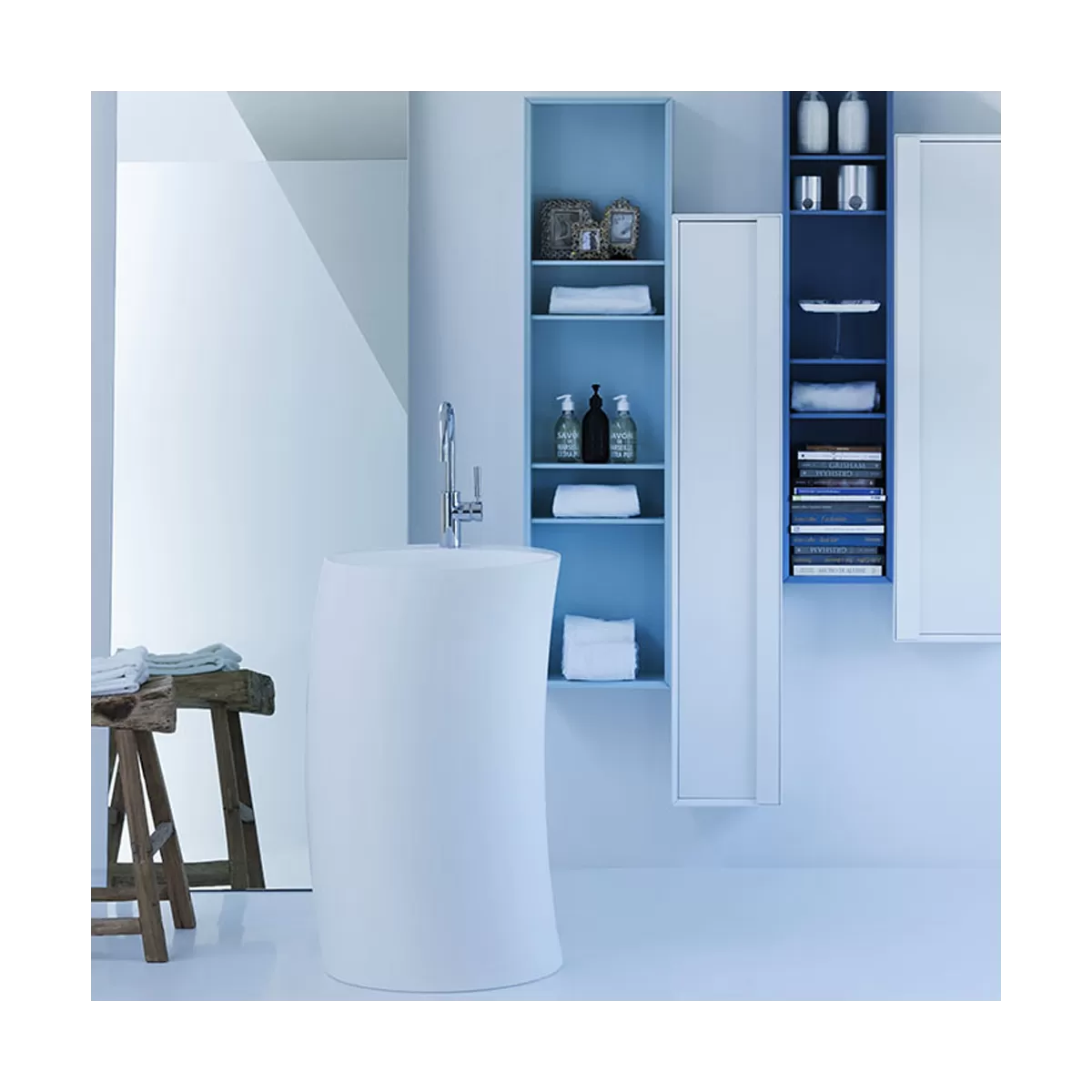 Lavabo Design sur Pied DROITE en Blanc Mat Tecnoril®