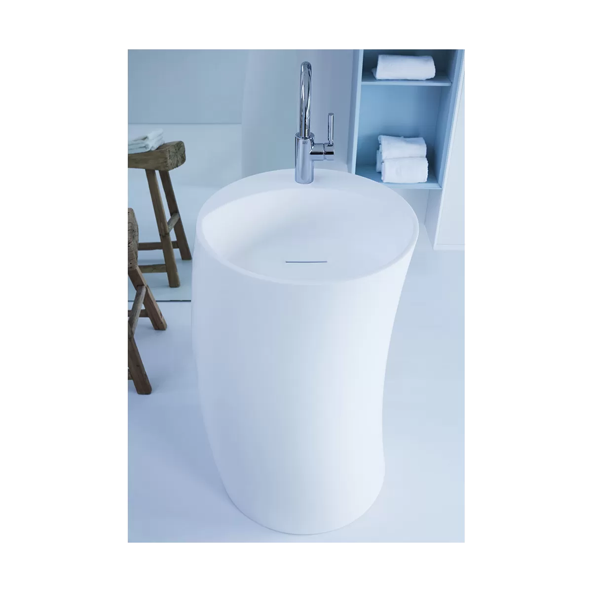 Lavabo Free Standing Design RIGHT in Tecnoril® Bianco Opaco