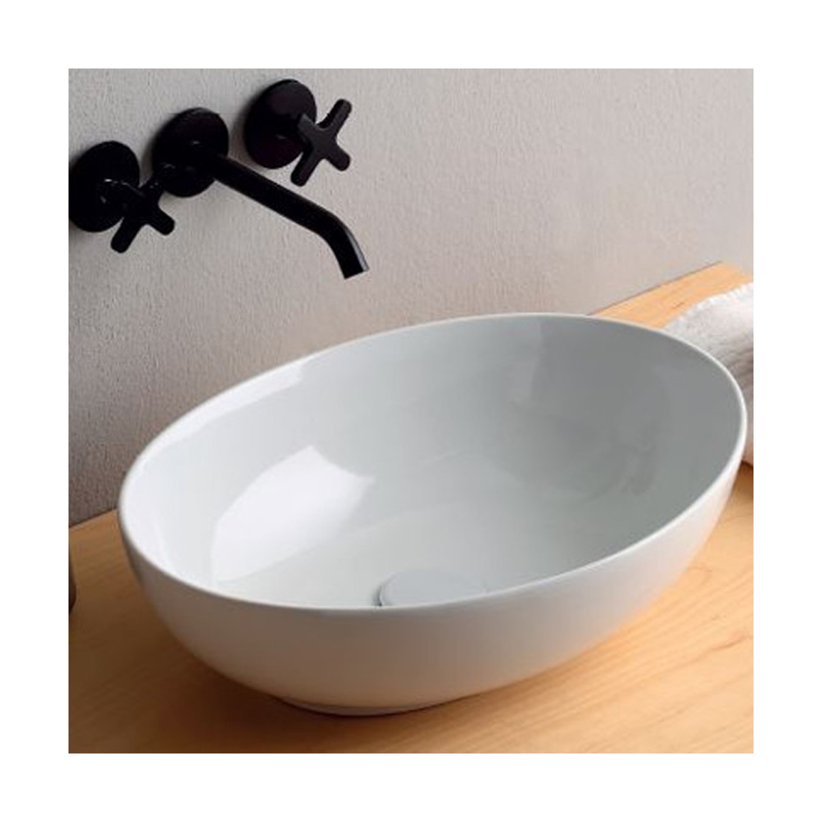 Lavabo Design MINI SHELL da Appoggio in Ceramica Bianco Lucido