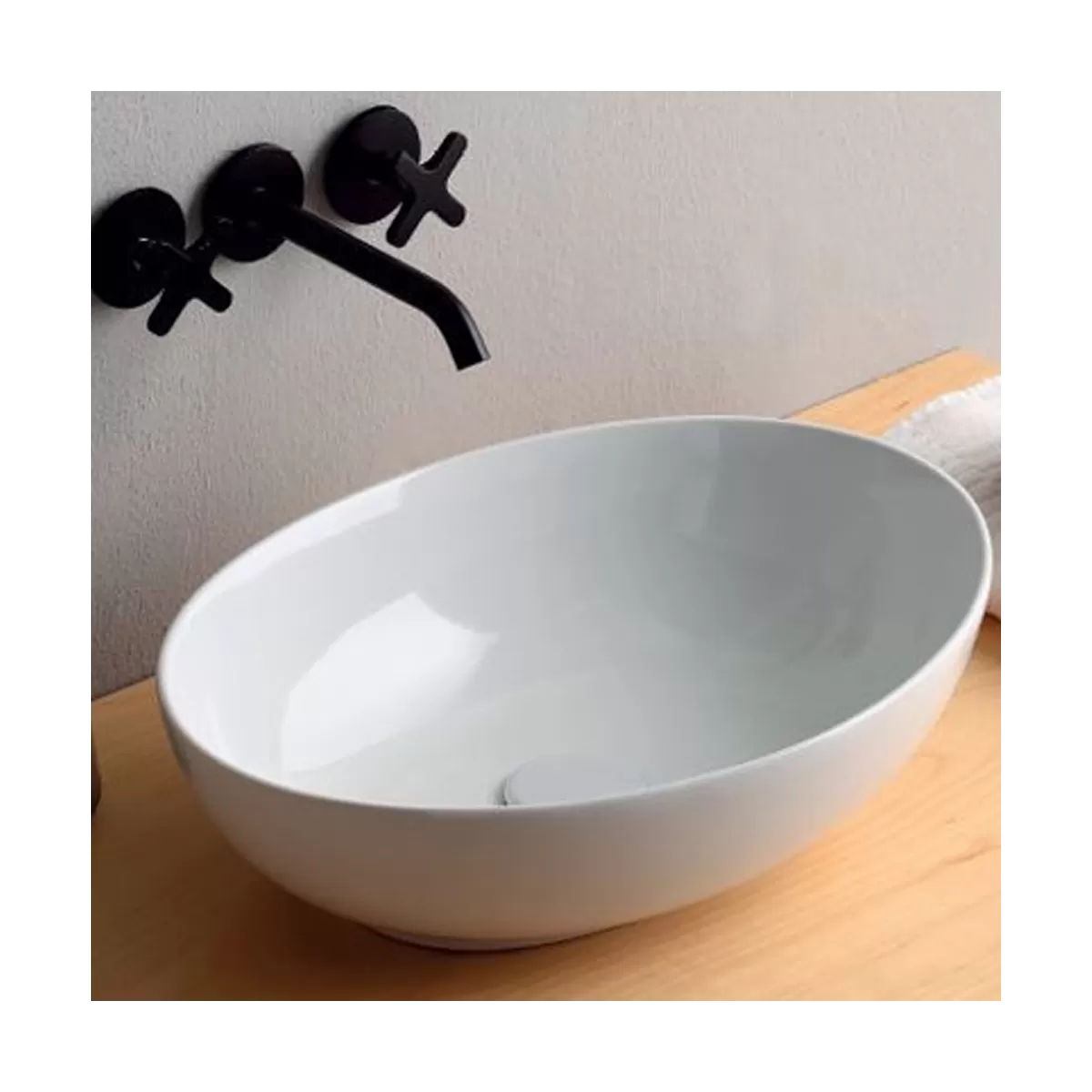 Lavabo à poser design MINI SHELL en céramique blanche brillante