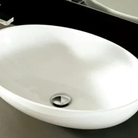 Lavabo da appoggio in ceramica Mini Shell Bianco Satinato