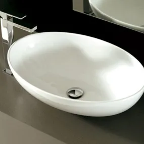 Lavabo da appoggio in ceramica Mini Shell Bianco Satinato