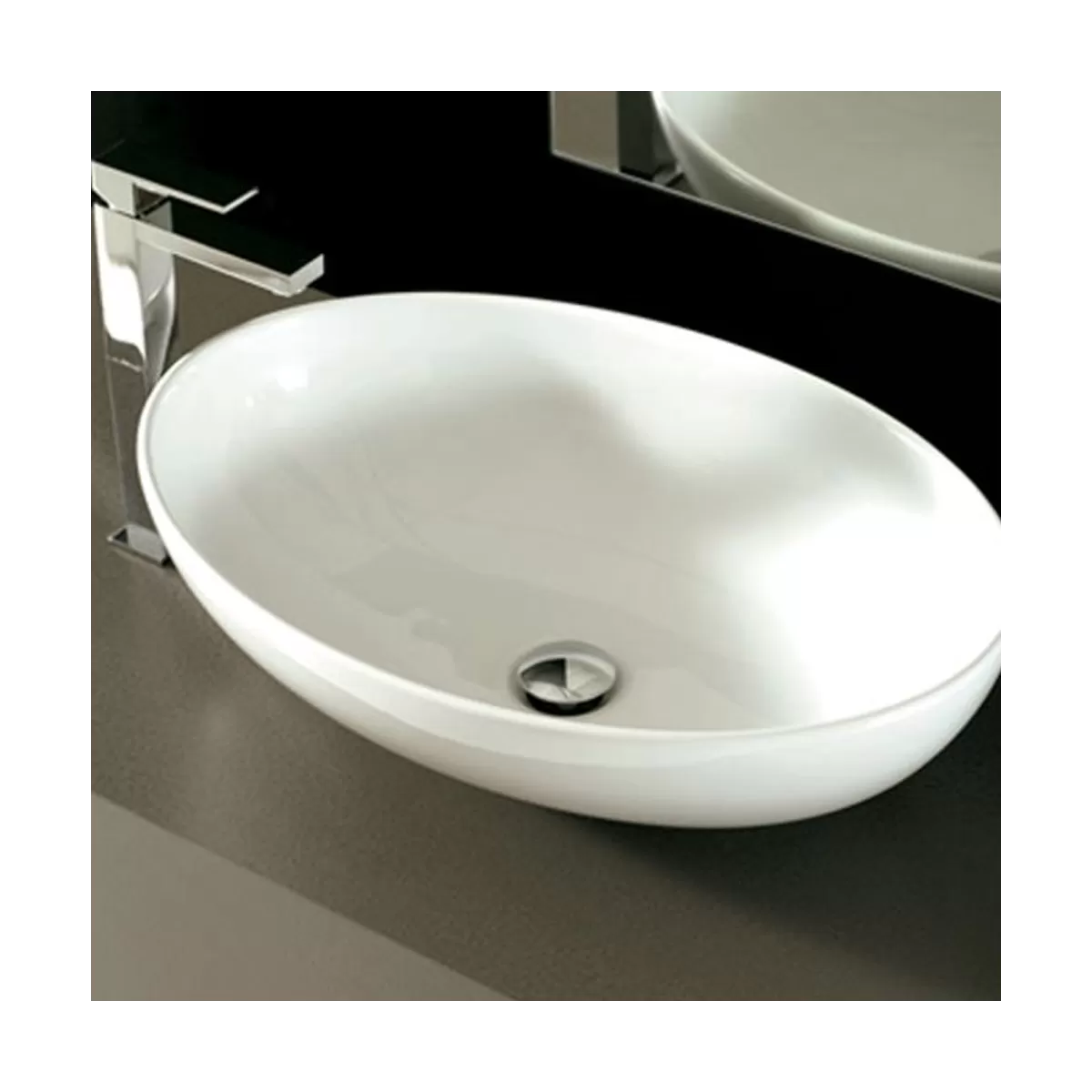 Lavabo da appoggio in ceramica Mini Shell Bianco Satinato