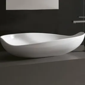 Lavabo Design MIYUKI da Appoggio in Ceramica Bianco Lucido