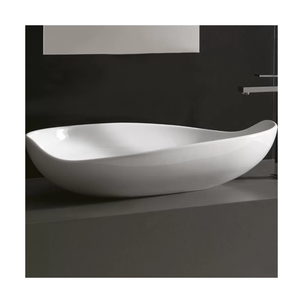 Lavabo Design MIYUKI da Appoggio in Ceramica Bianco Lucido