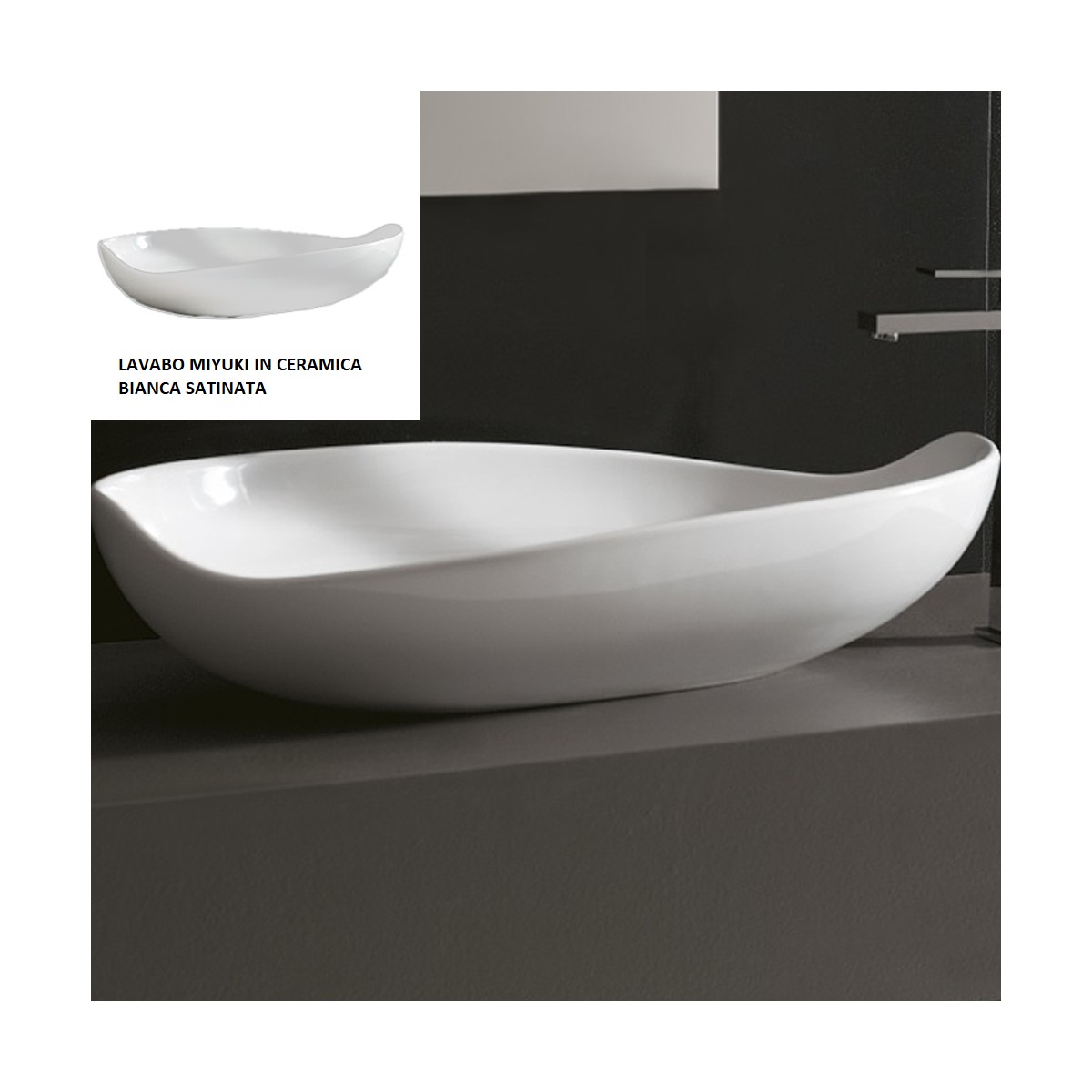 MIYUKI Design Aufsatzwaschbecken aus satinierter weißer Keramik
