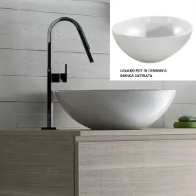 Lavabo à poser Pot Design en céramique blanc satiné