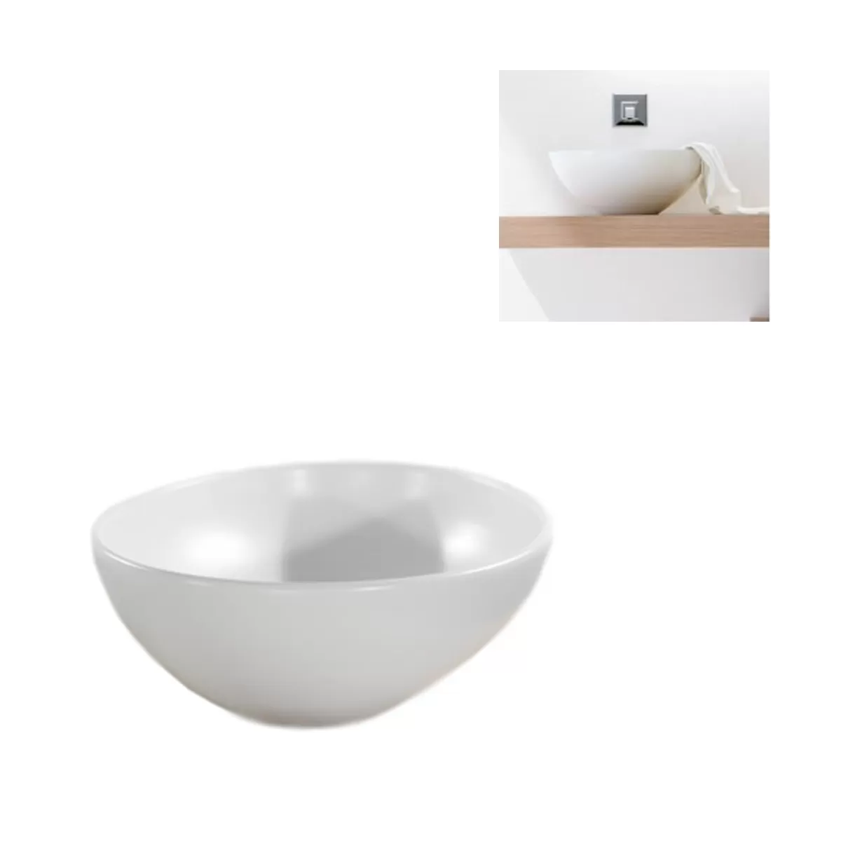 Design POT Aufsatzwaschbecken aus satinweißer Keramik