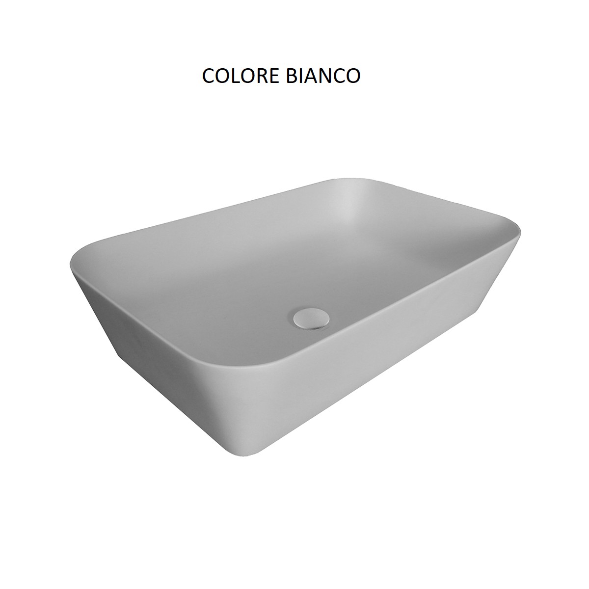 Lavabo da appoggio in solitex rettangolare, colore bianco