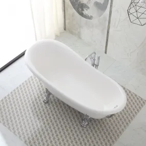 Badewanne im Retro-Stil aus weißem Mineralmarmor mit Füßen