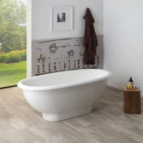 Ovale Badewanne in modernem Design aus weißem Mineralmarmor 180x63x80