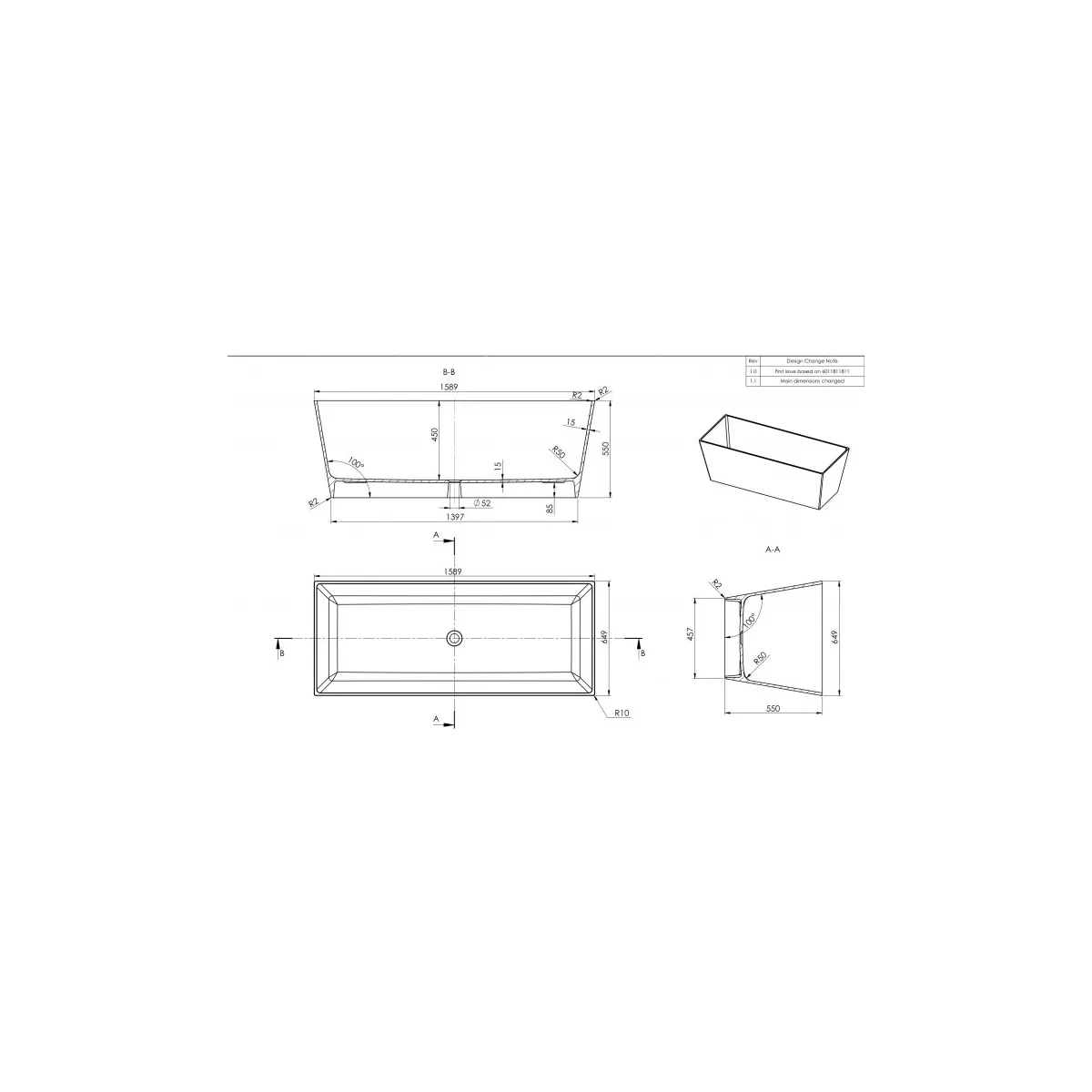 Quadratische Design-Badewanne - Qube