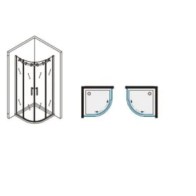 Paroi de Douche Cristal PEARL 8mm Semi Circulaire Coulissante 80x80 - 90x90