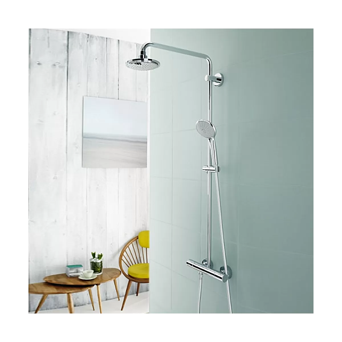 Colonne de douche Grohe Euphoria System avec mitigeur thermostatique, pommeau de douche et douchette latérale