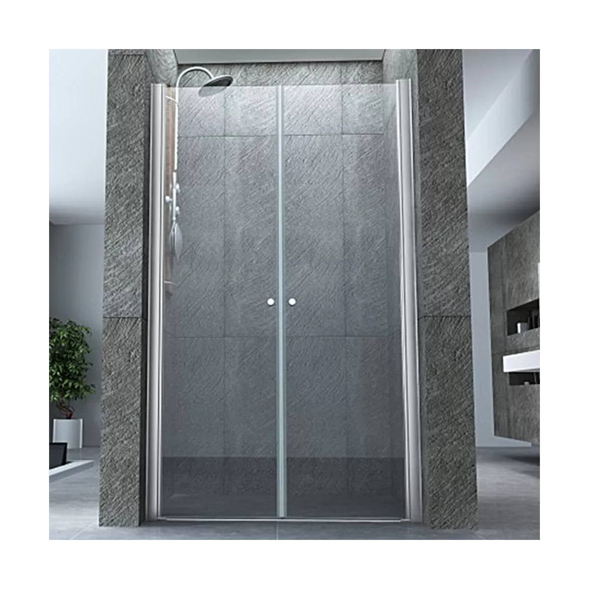 Porte de douche carrée transparente 8mm H195 Moon