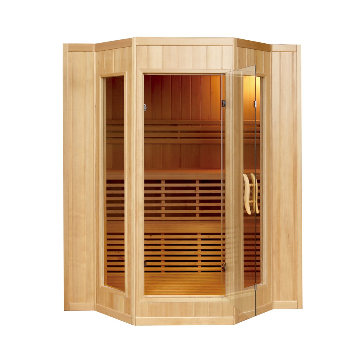 Sauna Finlandese per 4 persone in Legno Hemlock 200x175 Smeralda