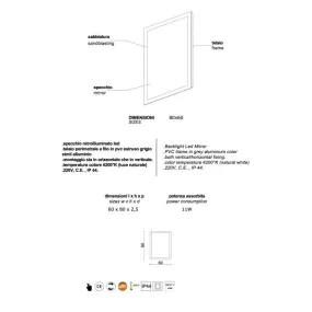 Specchio da Bagno Reversibile con Retroilluminazione a Led 80x60cm