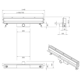 30 cm und 70 cm Wandablauf aus Edelstahl zum Befliesen