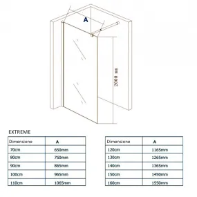 Parete Doccia Walk-in EXTREME - Cristallo Trasparente Anticalcare da 10mm