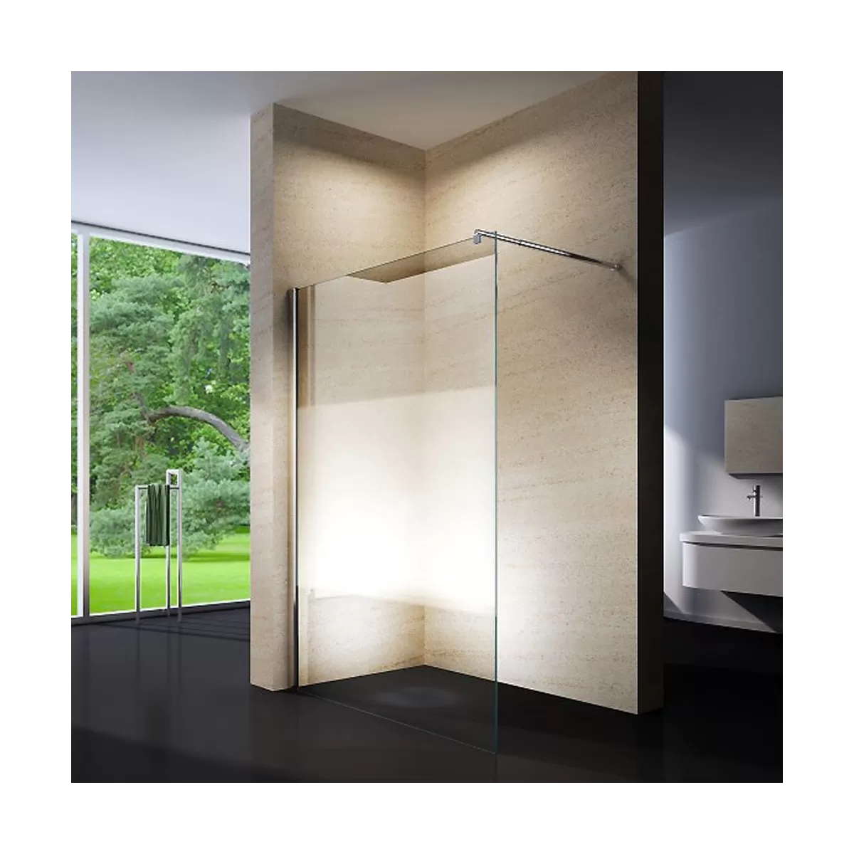 Paroi de Douche Anti-calcaire à l'italienne avec Verre 8mm - 85 - 100 - 110 - 120 - 140cm