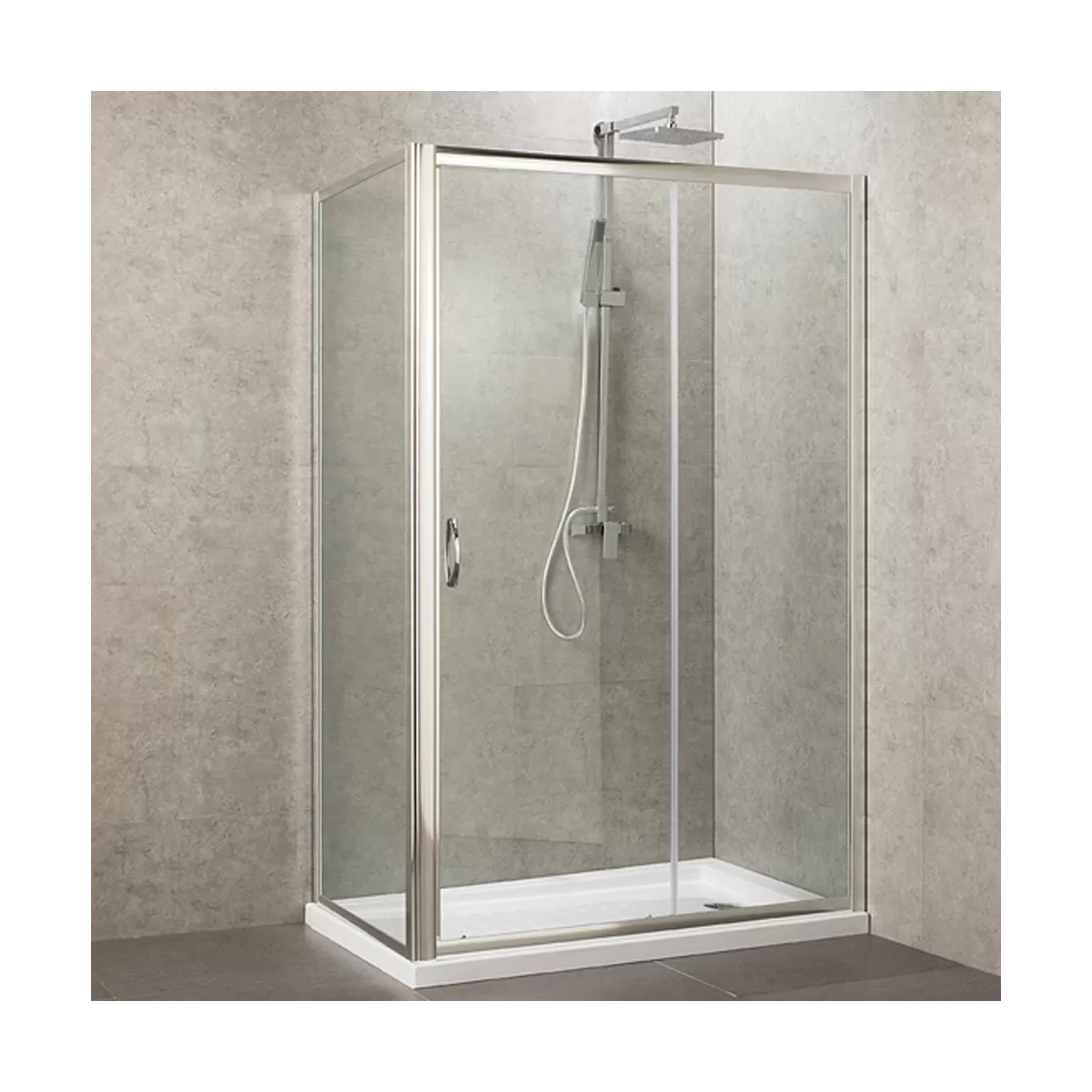 Box Doccia EVO apertura scorrevole Cristallo Temprato 6mm Trasparente o Satinato profili alluminio cromo
