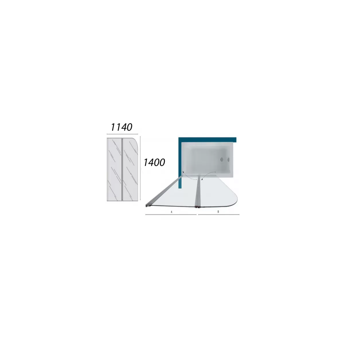 Paroi de douche pliable de 5 mm pour baignoire