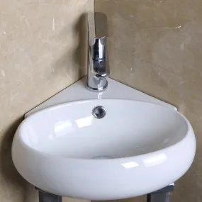 Lavabo d'angle suspendu YURI en céramique blanche