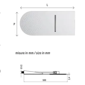 Soffione Doccia Circolare con Cascata a muro 50x20