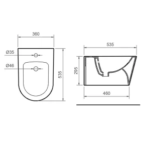 WC e Bidet OCEAN Sospesi in ceramica di colore bianco