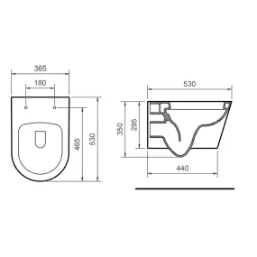 WC e Bidet OCEAN Sospesi in ceramica di colore bianco