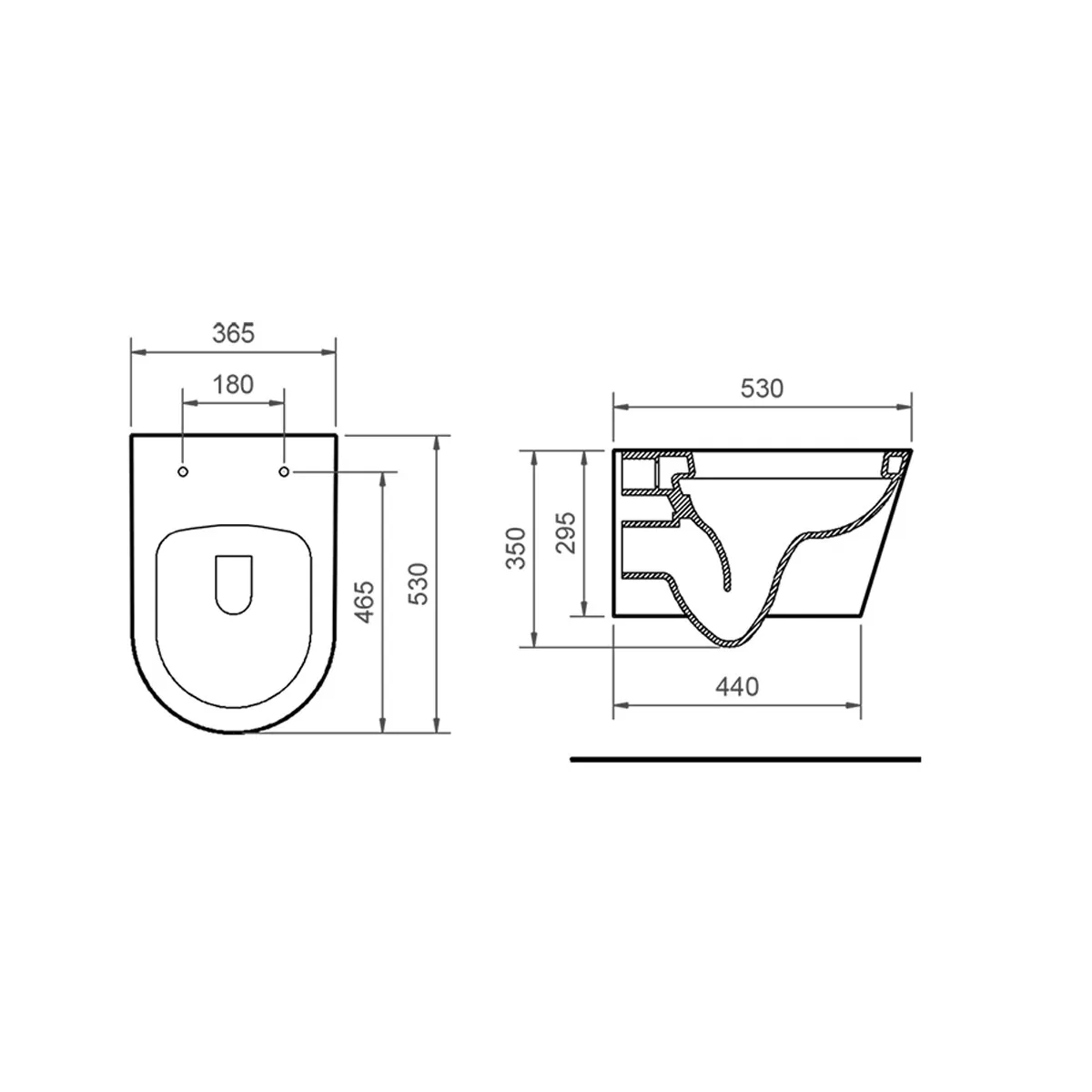 WC e Bidet OCEAN Sospesi in ceramica di colore bianco