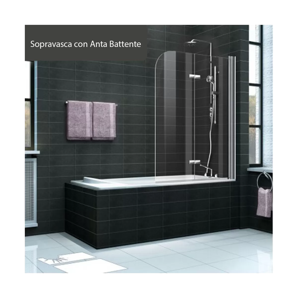Pare-baignoire avec porte battante interne et externe verre transparent 6mm