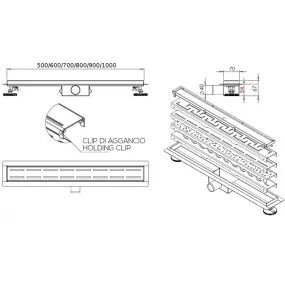 Canalina di Sarico Doccia GREEK in acciaio INOX - 50- 60 - 70 - 80 - 90 - 100